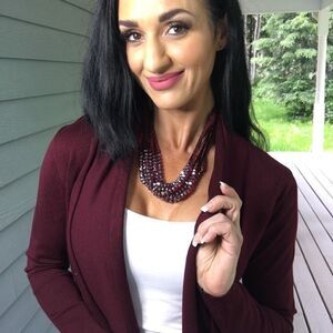 NEW cozy Deep burgundy open cardigan